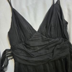 Vera Wang Black Sheer Mesh Spaghetti Strap Dress